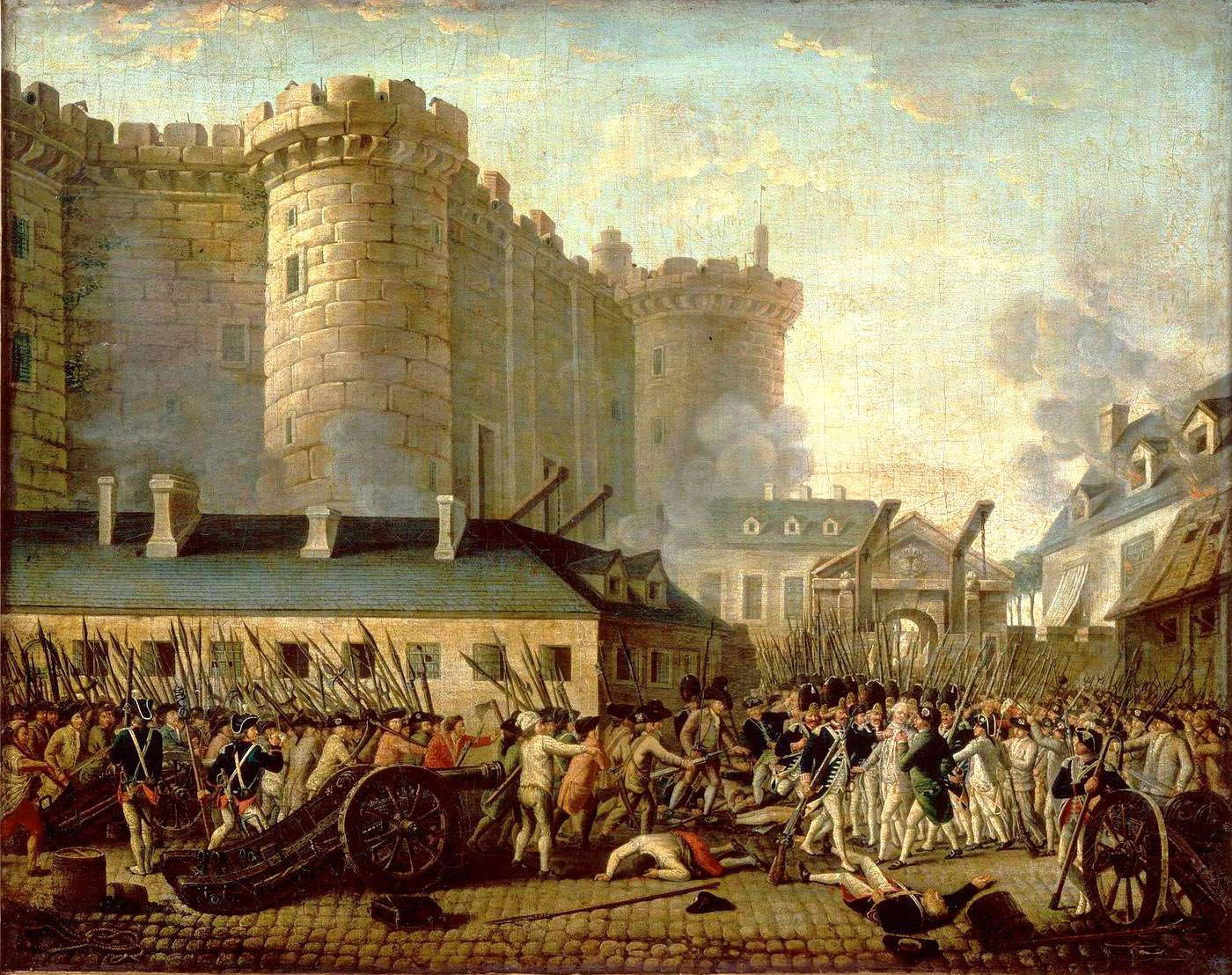 Qaadro Prise de la Bastille, 14 juillet 1789, Anonyme, vers 1789-1791. Huile sur toile, 57,5 x 72,5 cm. Château de Versailles
